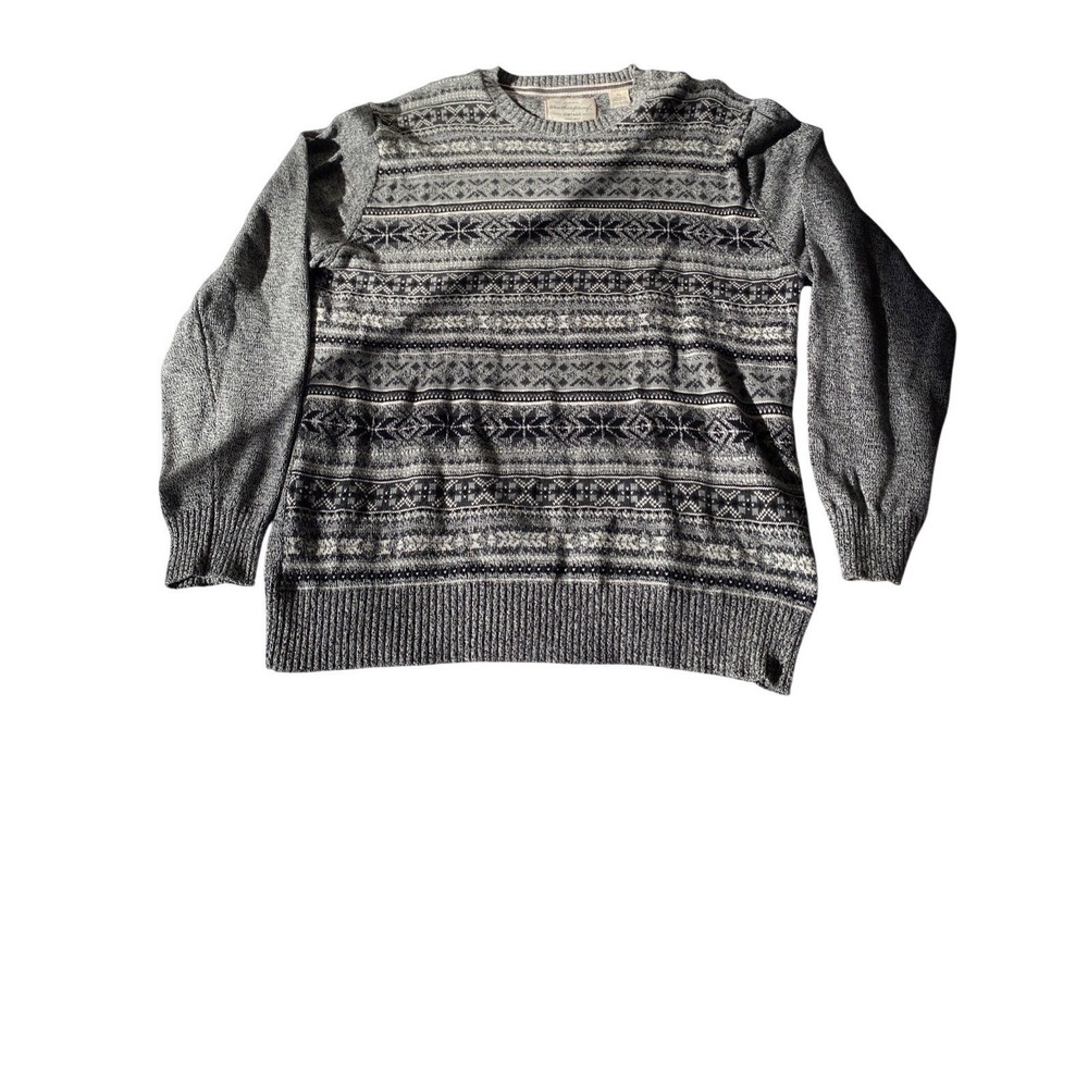 Weatherproof Vintage Tricolor Newsprint Men's Crewneck Sweater XL-Gray Holiday